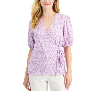 Charter‎ Club Floral Wrap-Front Knit Top Sz. XS